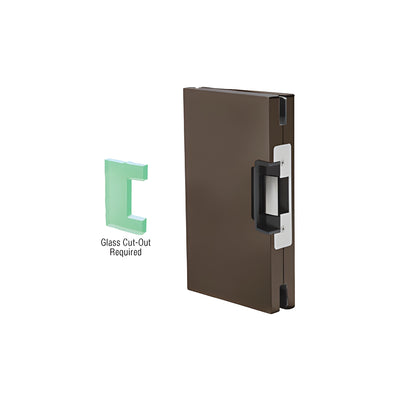 CRL Dark Bronze 6" x 10" LH/RHR Custom Center Lock Glass Keeper With Deadlatch Electric Strike