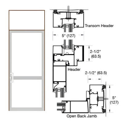 CRL-U.S. Aluminum Dark Bronze/Black Anodized Class 1 IG600 Series Custom Transom Butt Hinge Door Frame