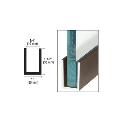CRL Black Bronze Anodized Wet / Dry Glaze 1-1/2" Deep U-Channel 120" Stock Length