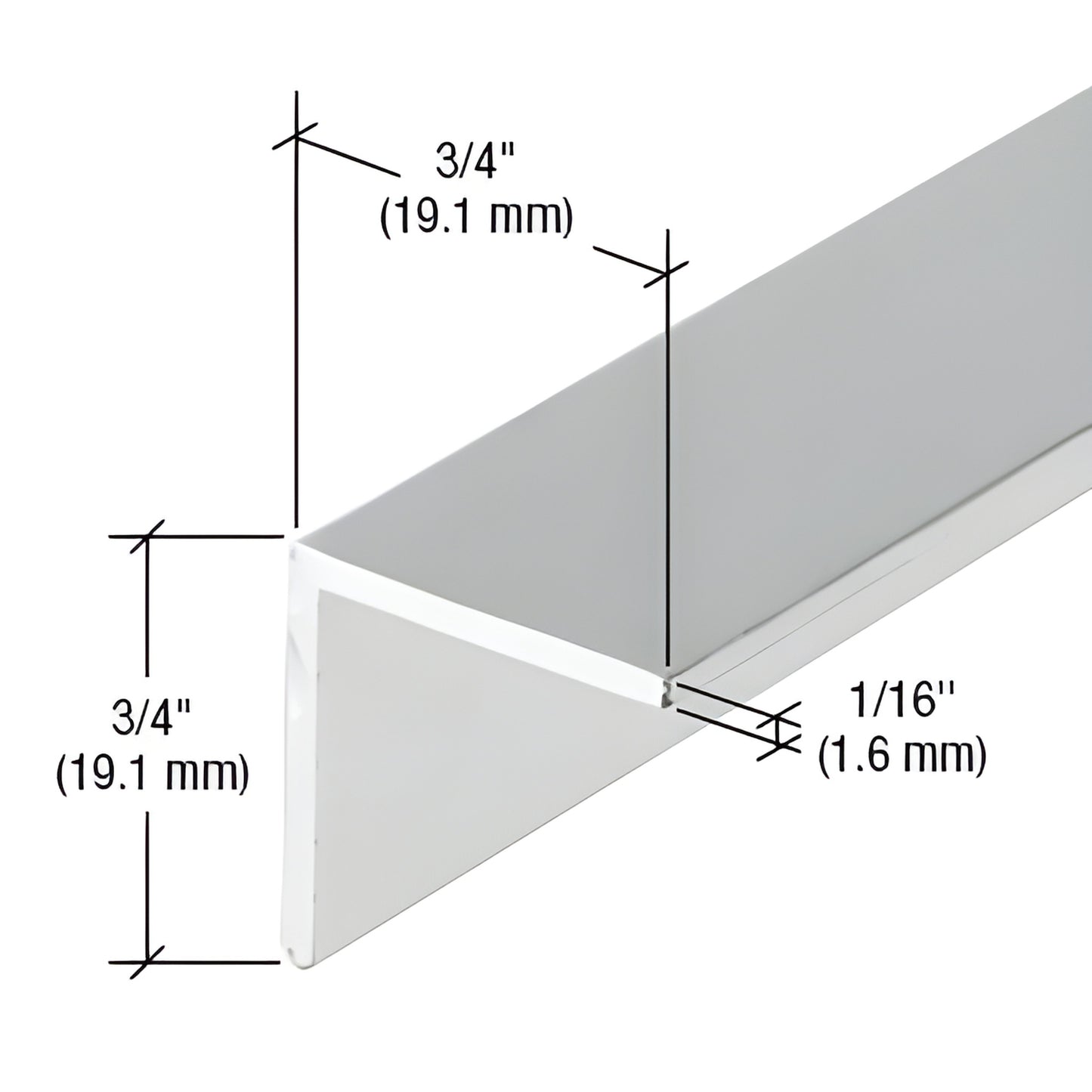 CRL-U.S. Aluminum L-Bar Mill Finish 3/4 x 3/4 x 1/16 in 21 ft 2 in
