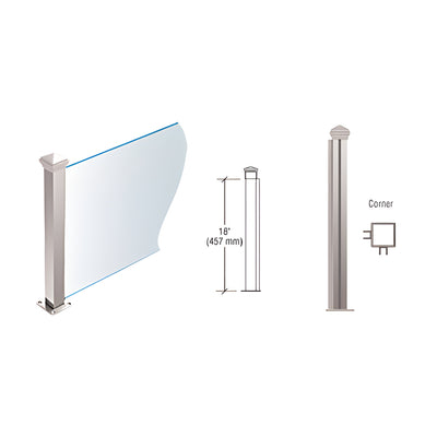 CRL Polished Stainless 18" High 1-1/2" Square PP44 Plaza Series Counter/Partition Corner Post