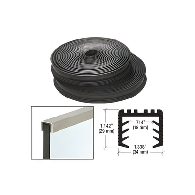 CRL Black Flexible Rubber LR25 Series Cap Rail Insert for 21.52 mm Laminated Glass - 100' (30.5 m)