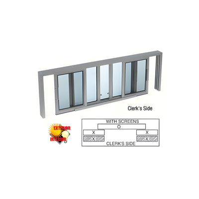 CRL Satin Anodized Horizontal Sliding Service Window XOX Format With 1/2" Insulating Glass With Screen