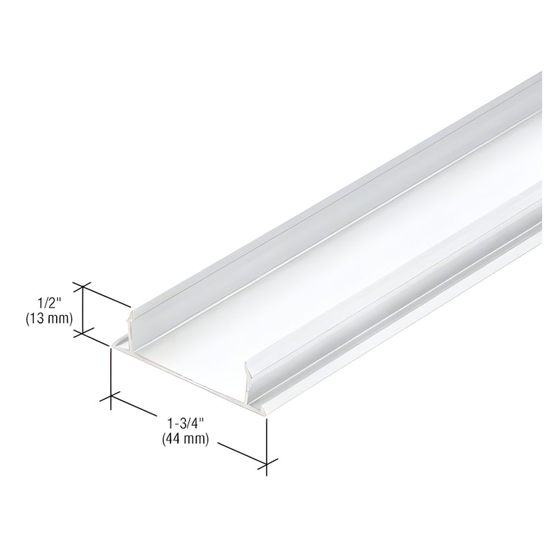 A white KYNAR painted aluminum narrow stile flat pocket insert shown with 1/2 inch by 1-3/4 inch dimension callouts.