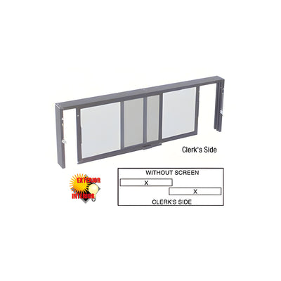 CRL Satin Anodized Horizontal Sliding Service Window XX Format with 1/8" & 1/4" Vinyl Only no Screen