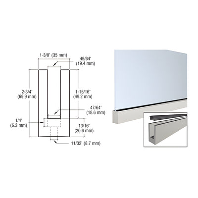 CRL Mill Aluminum 120" Small Profile Windscreen Base Shoe for 3/8" or 1/2" Glass - With Drilled Holes
