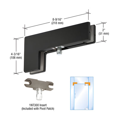 DORMAKABA® Matte Black Sidelite Mounted Transom Patch Fitting with Pivot