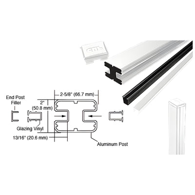 CRL Sky White AWS 2" x 2-5/8" Rectangular 180 Degree 72" End Post Kit