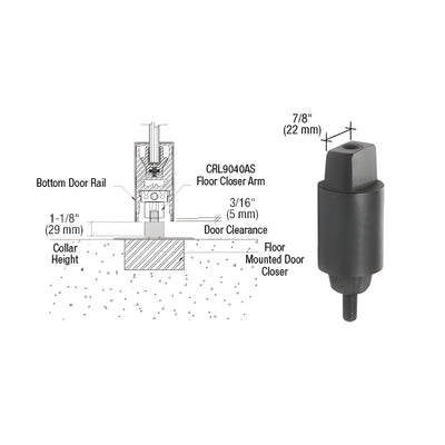 CRL Floor Mounted Closer 1-1/8" Collar Height Tapered Type Spindle