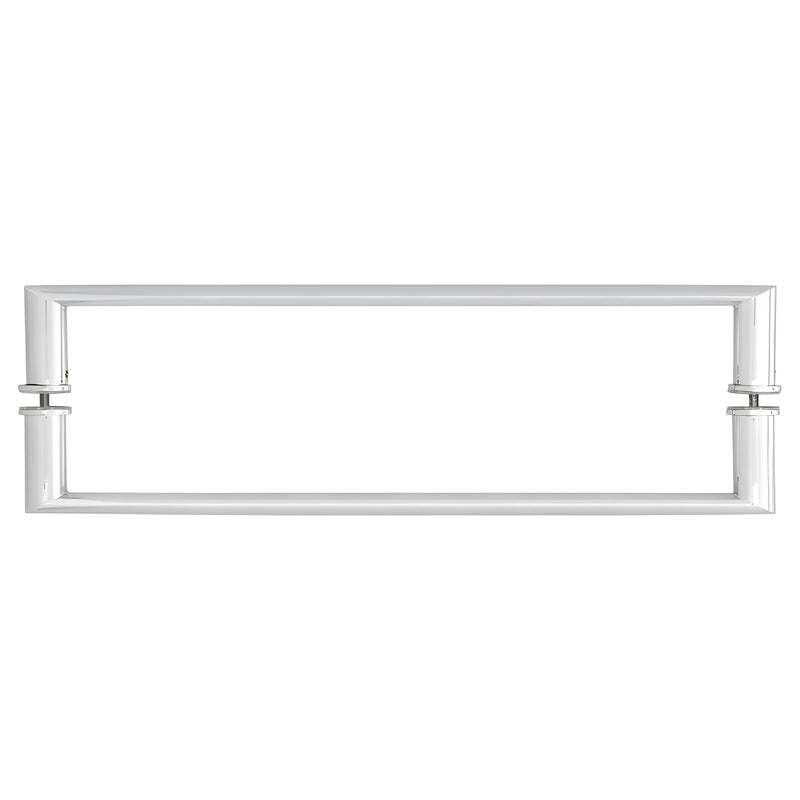 A polished chrome back-to-back towel bar with a 24-inch center-to-center mounting distance.