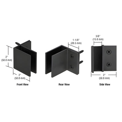 CRL Matte Black Wall Mount Square Mall Front Clamp
