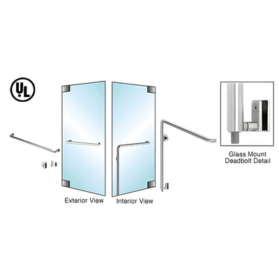 CRL-Blumcraft® Brushed Stainless Left Hand Reverse Glass Mount Cylinder/Thumbturn "A" Exterior Bottom Securing Deadbolt Handle