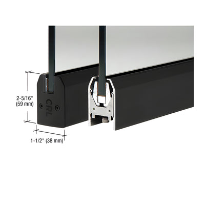 CRL Matte Black 1/2" Glass Low Profile Tapered Door Rail Without Lock - 35-3/4" Length