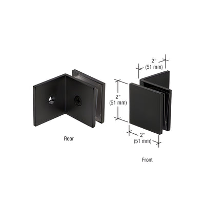 CRL Matte Black Fixed Panel Square Clamp With Large Leg