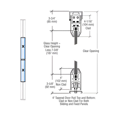 CRL Polished Stainless XX Bi-Part SDR Bottom Rolling Sliding Door System