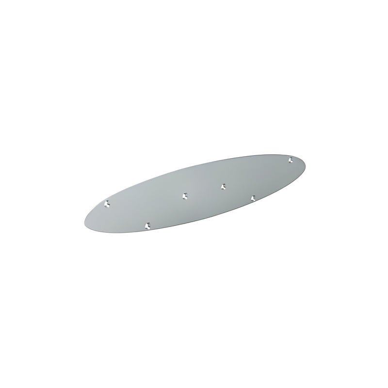 An elongated, silver metallic end cap featuring multiple pre-drilled screw holes for mounting.