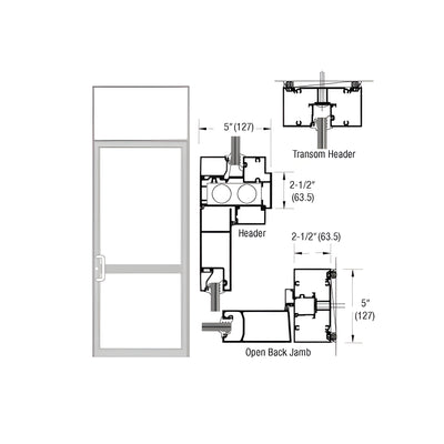 CRL-U.S. Aluminum Clear Anodized Class 1 Series IG500 Custom Transom Door Frame for Geared Hinged, CVR Strike, and Overhead Concealed Closer