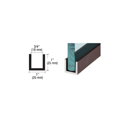 CRL Black Bronze Anodized Wet / Dry Glaze 1" Deep U-Channel 120" Stock Length