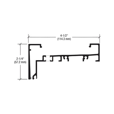 CRL-U.S. Aluminum Clear Anodized Header for 1" Inside Glaze 2-1/4" x 4-1/2", Thermally Improved - 24'-2"