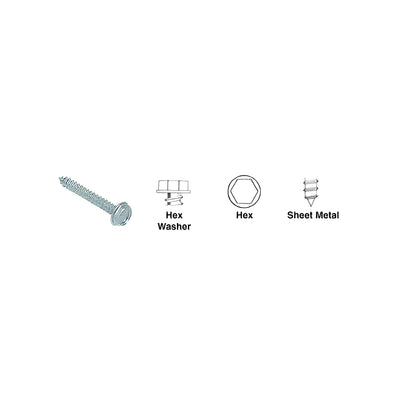 CRL 10 x 2" Hex Washer Head Sheet Metal Screws - 5/16" Socket