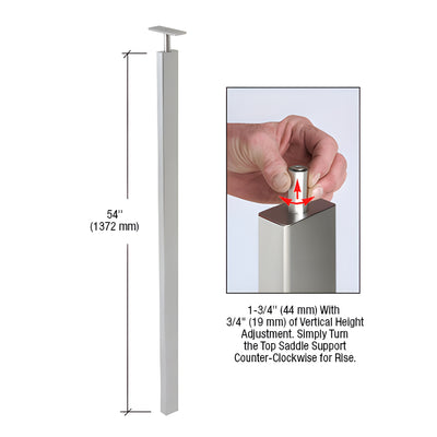 CRL Brushed Stainless 54" P9 Series 180 Degree Blank Post