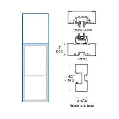 CRL-U.S. Aluminum White KYNAR® Paint Custom Size Series 451 Tubular Offset Pivot Transom Frame Complete (1FT)