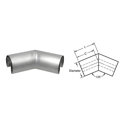 CRL Brushed Stainless 3" Diameter 135 Degree Horizontal Corner for 1/2" or 5/8" Glass Cap Railing