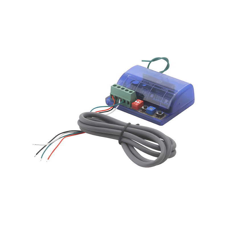 A blue Norton 433 MHz radio frequency receiver unit with a green terminal block and attached gray wiring harness.