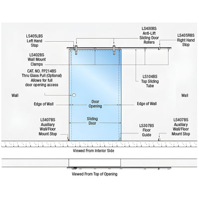 CRL 316 Polished Stainless Laguna Series Wall Mount Single Slider Kit
