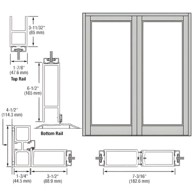 CRL-U.S. Aluminum Clear Anodized Blank Pair Series 800 Durafront Medium Stile Offset Hung Entrance Doors- No Prep