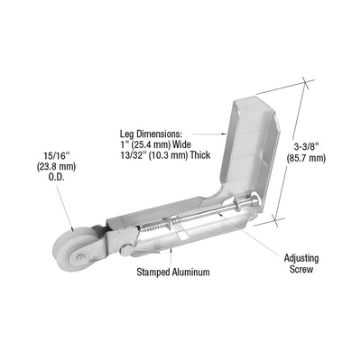 CRL 15/16" Nylon Sliding Screen Door Corner Roller Assembly for Acorn Industry