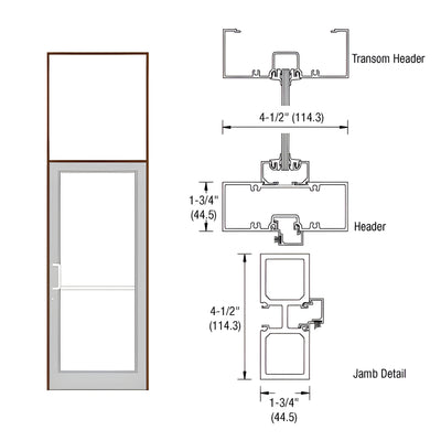 CRL-U.S. Aluminum Dark Bronze/Black Anodized Class 1 39-1/2" x 126" Series DF800 Tubular Gear Hinge Transom Frame Complete (1FT)