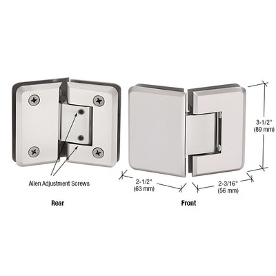 CRL Satin Nickel Pinnacle 345 Series Adjustable 135 Degree Glass-to-Glass Hinge