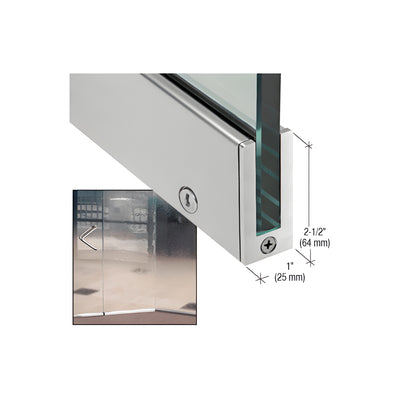 CRL Brushed Stainless 2-1/2" LH from Outside Tall Slender Profile Door Rail With Lock Custom Length