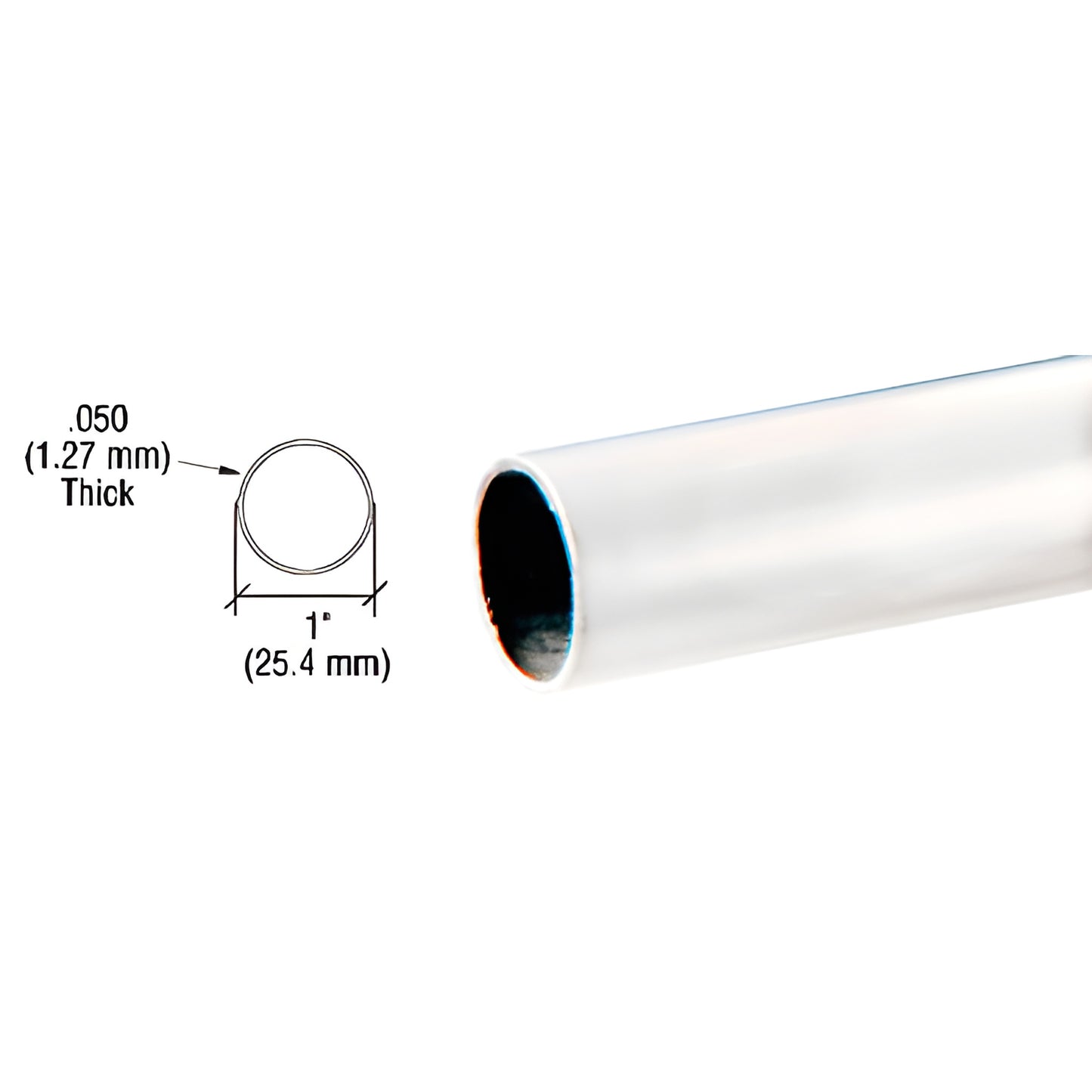 CRL Polished Stainless Steel Round Tube 1 in x .050 in, 236 in