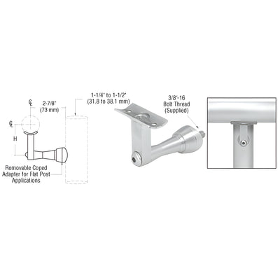 CRL Mill Aluminum Manhattan Series Post Mounted Hand Rail Bracket