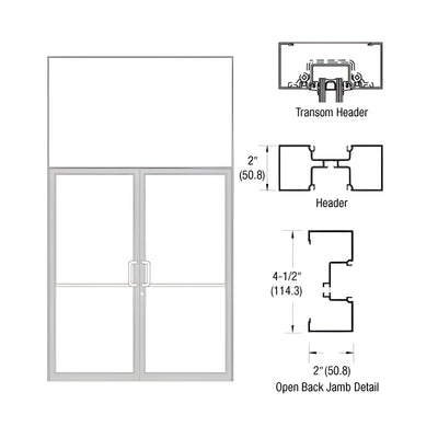 CRL-U.S. Aluminum Clear Anodized Class 1 Custom Size Series IT451 Open Back Butt Hinge Transom Frame Complete (2FT)