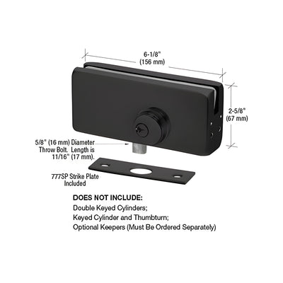 CRL Matte Black AMR215 Series Patch Lock
