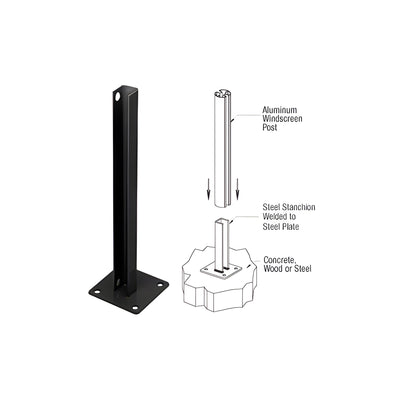 CRL Black Steel Stanchion for 135 Degree Rectangular Center Posts