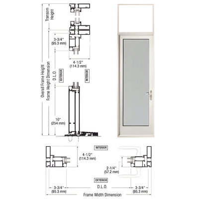 CRL-U.S. Aluminum White KYNAR® Paint Series 925 Single Transom Patio Door Hinge Right Swing Out