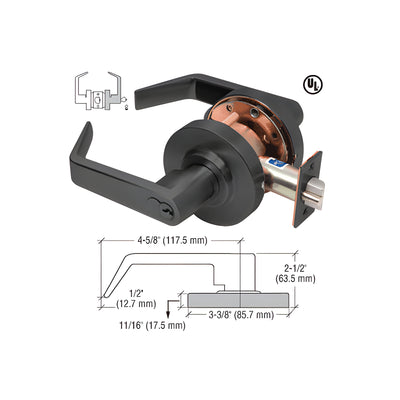 CRL Heavy-Duty Matte Black Grade 1 Lever Locksets Storeroom - 7-Pin SFIC