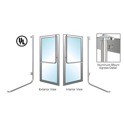 CRL-Blumcraft® Brushed Stainless Left Hand Reverse Aluminum Door Mount Retainer Plate "D" Exterior Top Mount Electronic Egress Control Handle