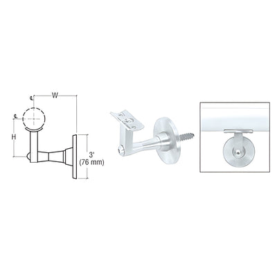 CRL Satin Anodized Aluminum Manhattan Series Wall Mounted Hand Rail Bracket