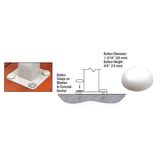 CRL Sky White Color-Match Bolt Cover Buttons – Shower Door Hardware