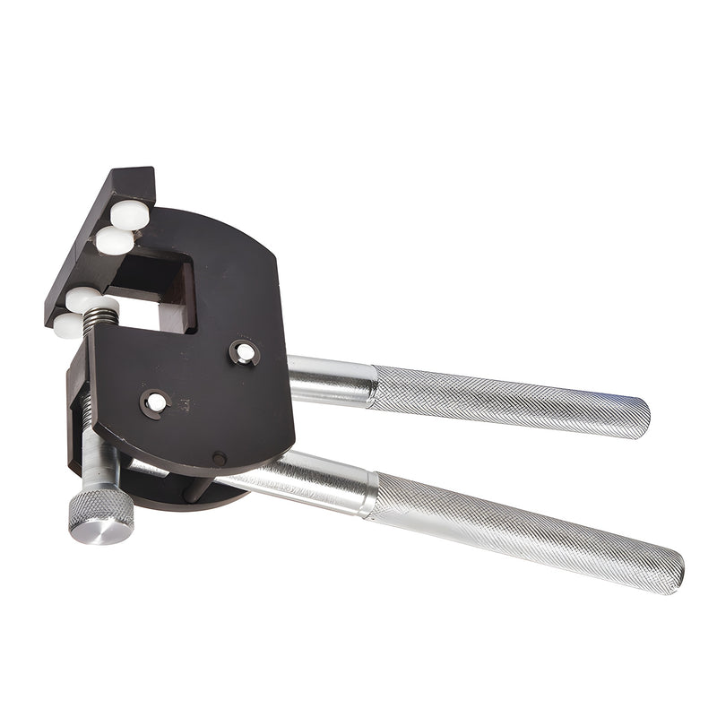A pair of CRL heavy-duty glass breaking pliers with a black frame and knurled metal handles.