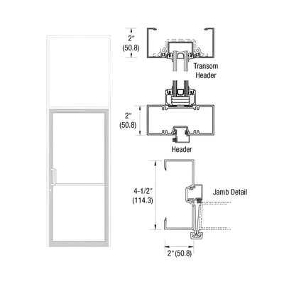 CRL-U.S. Aluminum Custom Size White KYNAR® Paint Series 451 Open Back Gear Hinge Transom Frame Complete (1FT)