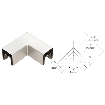 CRL 316 Brushed Stainless Steel 90 Degree Horizontal Roll Formed Cap Rail Corners