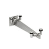 A brushed stainless steel wall-mounted bracket designed for supporting glass awnings.