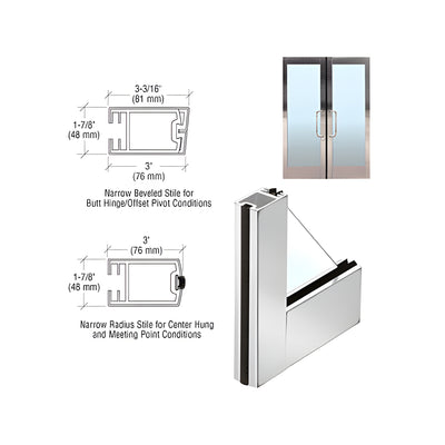 CRL 3" Polished Stainless Narrow Stile Clad Full Framed Door