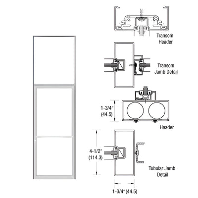 CRL-U.S. Aluminum Clear Anodized 39-1/2" x 126" 450 Series Transom Single Door Frame for Center Hung OHCC